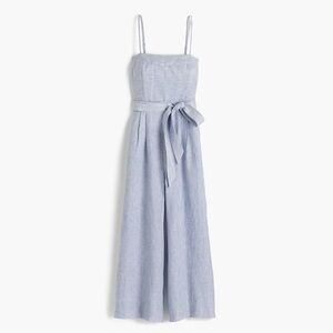 Jcrew Spaghetti Strap Jumpsuit in Striped Beauchamps Linen